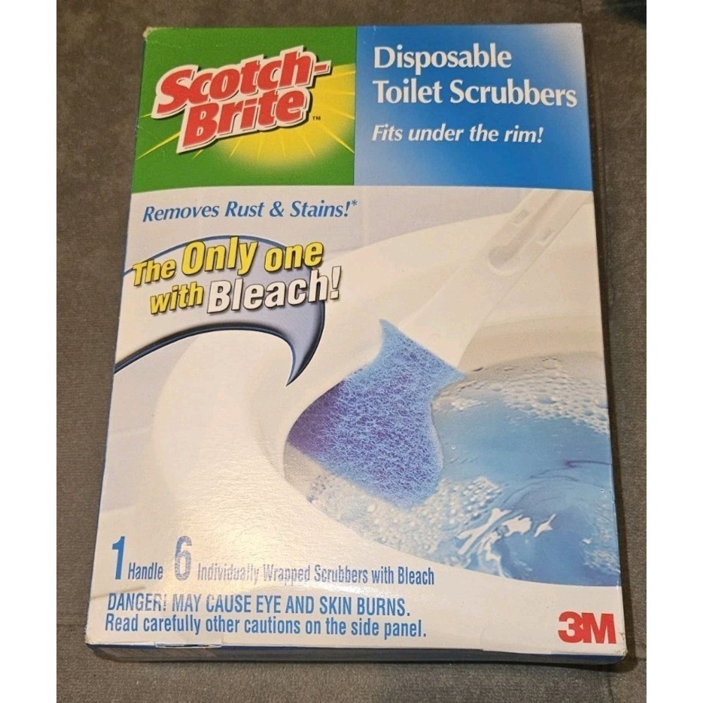 NOS Scotch-Brite Toilet Scrubber Starter Kit 1 Handle 6 Scrubber Disposable New